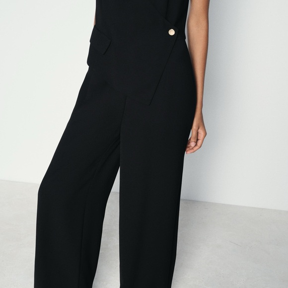 Zara Long Crepe Vest Jumpsuit in black Woman’s Size Large - Picture 8 of 9